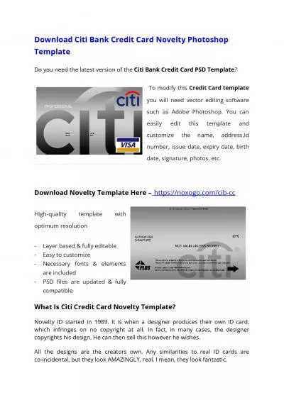 Citi Bank Credit Card PSD Template – Download Photoshop File