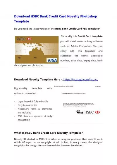 HSBC Bank Credit Card PSD Template – Download Photoshop File