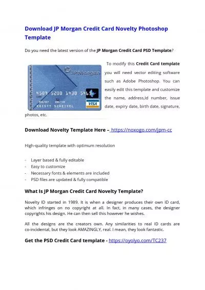 JP Morgan Credit Card PSD Template – Download Photoshop File