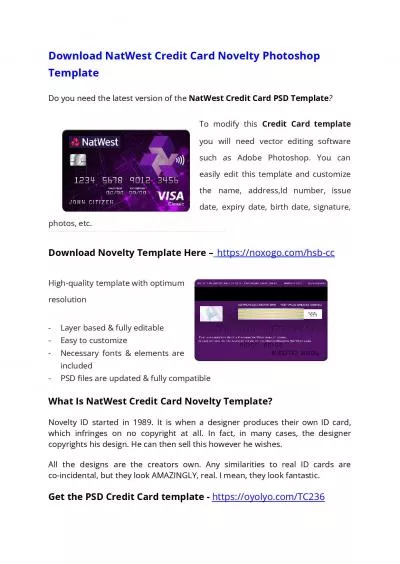 NatWest Credit Card PSD Template – Download Photoshop File