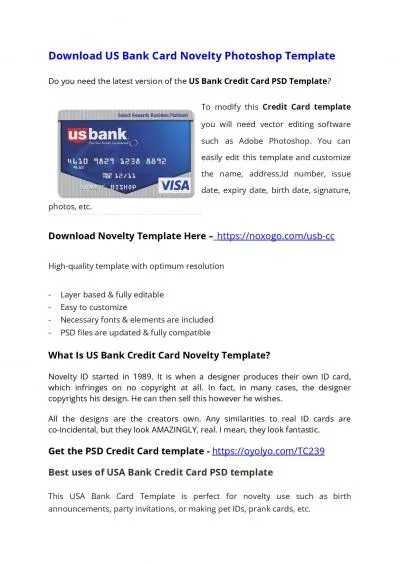 US Bank Credit Card PSD Template – Download Photoshop File