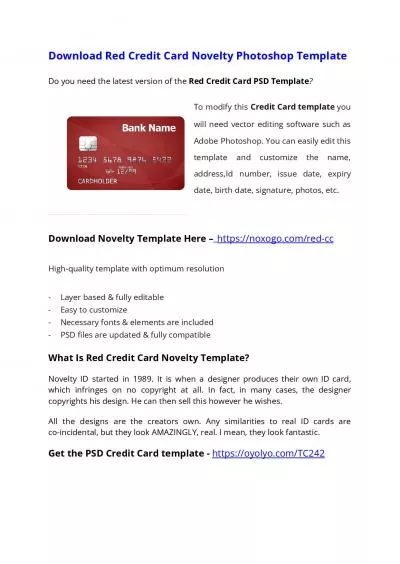Red Credit Card PSD Template – Download Photoshop File