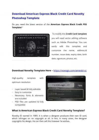 American Express Black Credit Card PSD Template – Download Photoshop File