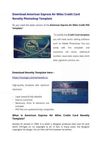 American Express Air Miles Credit Card PSD Template – Download Photoshop File