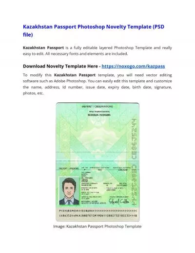 Kazakhstan Passport Photoshop Novelty Template