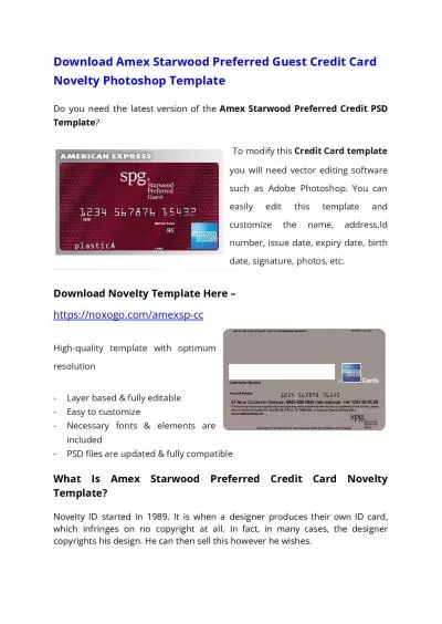 AmEx Starwood Preferred Guest Credit Card PSD Template – Download Photoshop File