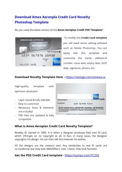 AmEx Aeroplan Credit Card PSD Template – Download Photoshop File