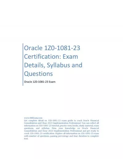 Oracle 1Z0-1081-23 Certification: Exam Details, Syllabus and Questions