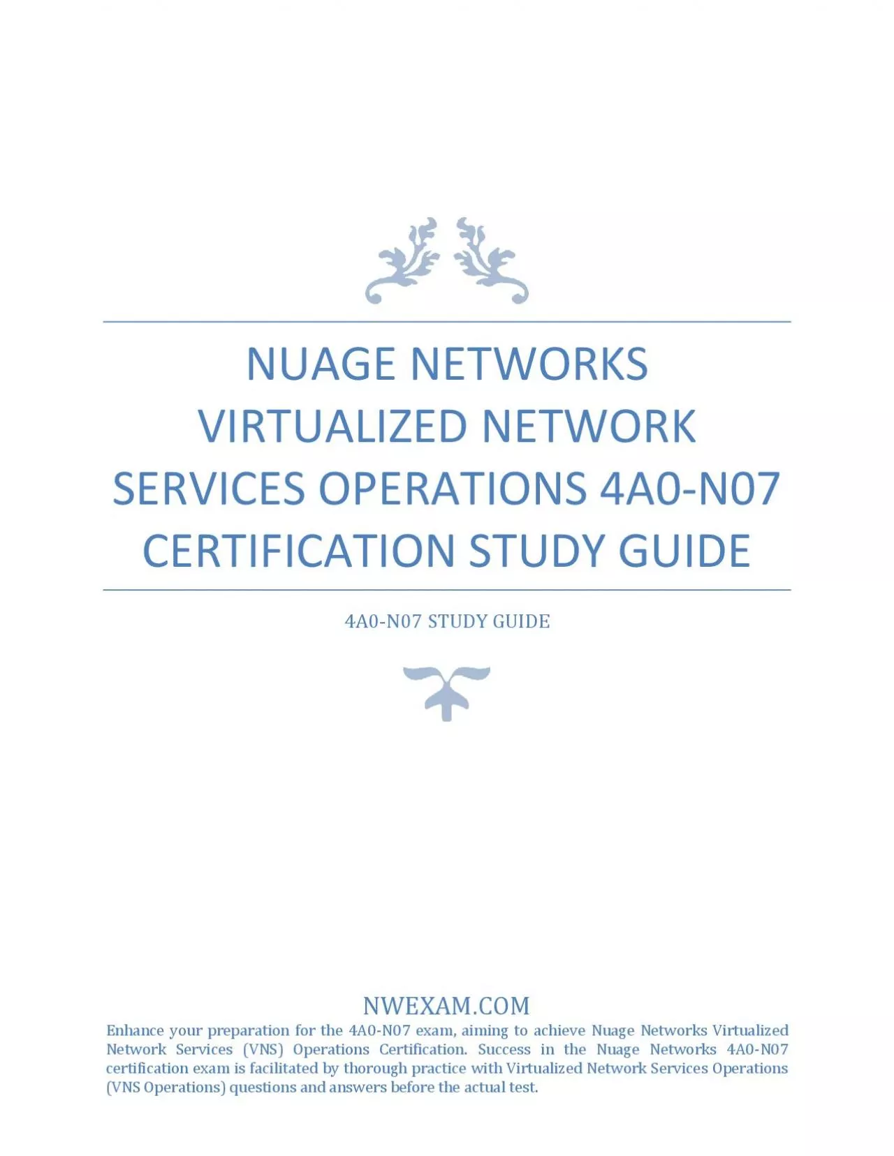 PDF-Nuage Networks Virtualized Network Services Operations 4A0-N07 Study Guide