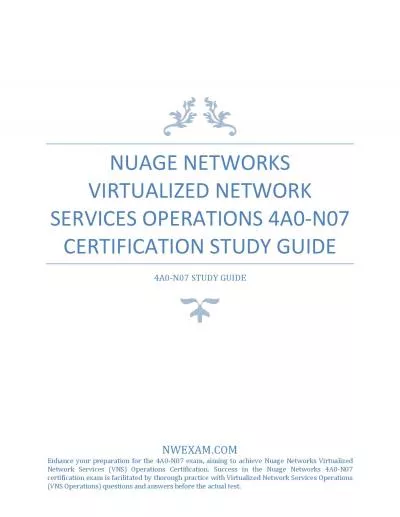 Nuage Networks Virtualized Network Services Operations 4A0-N07 Study Guide