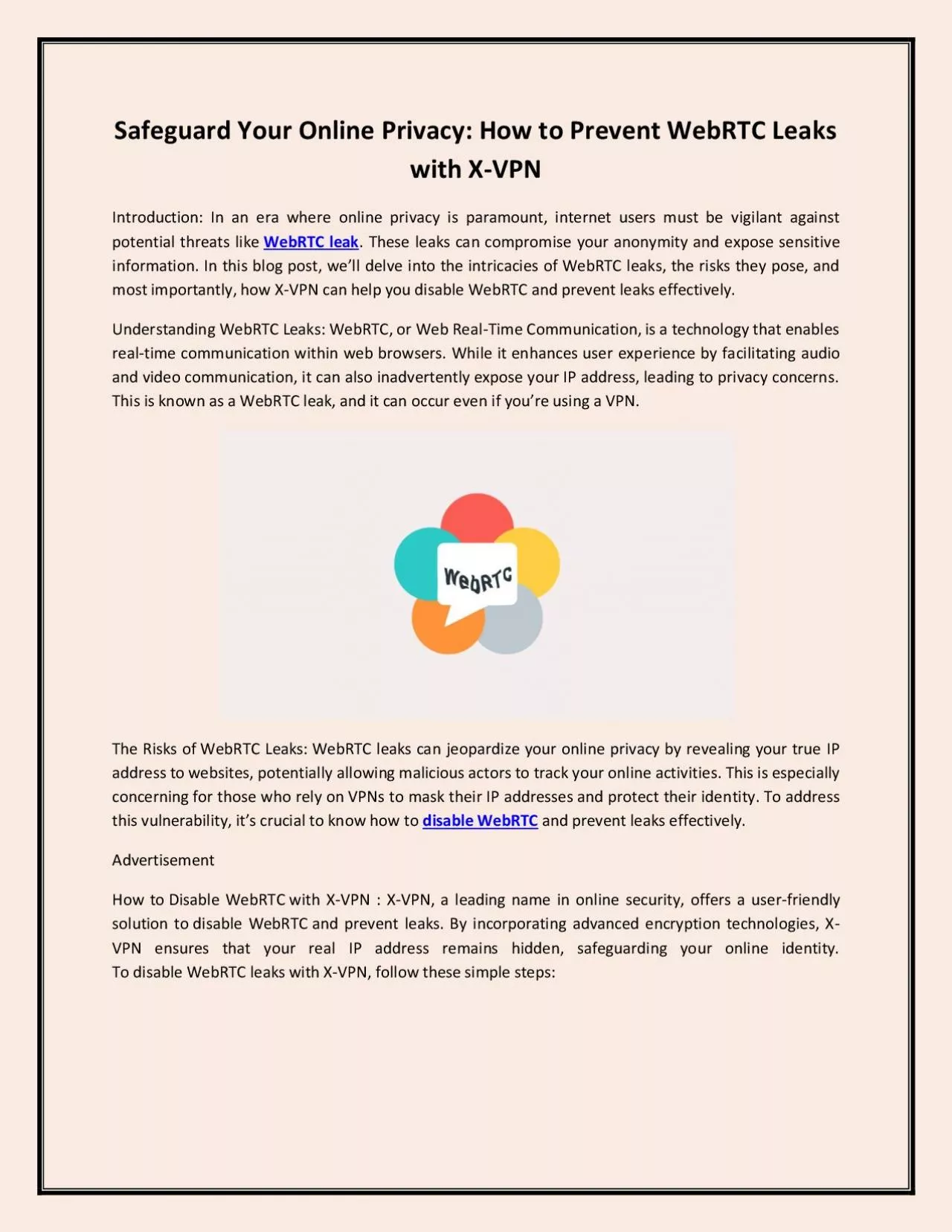 PDF-Safeguard Your Online Privacy: How to Prevent WebRTC Leaks with X-VPN