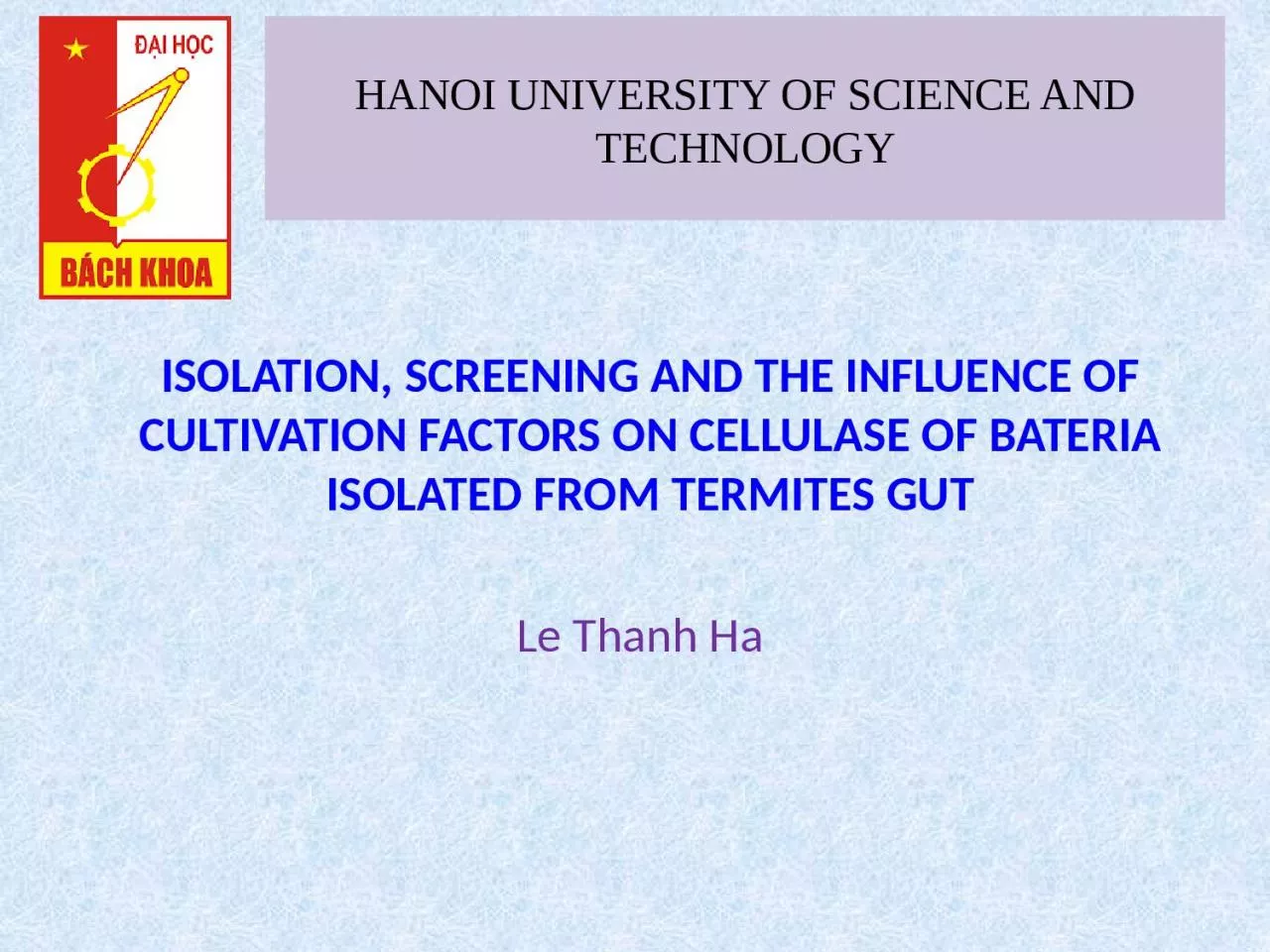 PPT-HANOI UNIVERSITY OF SCIENCE AND TECHNOLOGY