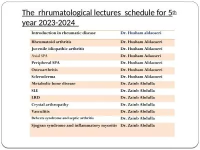 The   rhrumatological  lectures  schedule for 5