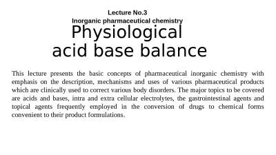 Physiological  acid base balance