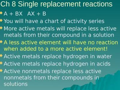 Ch  8 Single replacement reactions