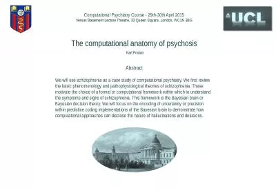Abstract We will use schizophrenia as a case study of computational psychiatry. We first