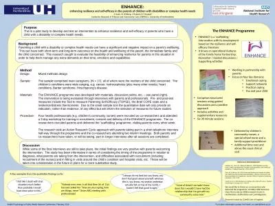 ENHANCE : enhancing resilience and self-efficacy in the parents of children with disabilities