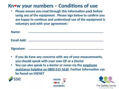 Kn   w your numbers – Conditions of use