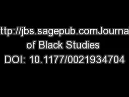 http://jbs.sagepub.comJournal of Black Studies DOI: 10.1177/0021934704
