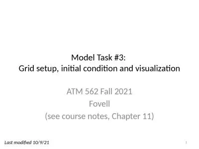 Model Task #3:  Grid setup, initial condition and visualization
