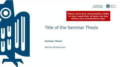 Title of the Seminar Thesis