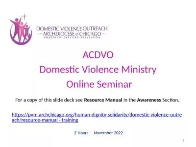 Introductions ACDVO Domestic Violence Ministry