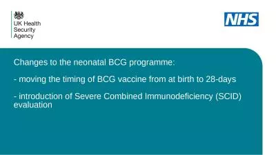 Changes to the neonatal BCG programme: