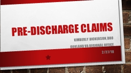 Pre-Discharge Claims Kimberly Dickerson,