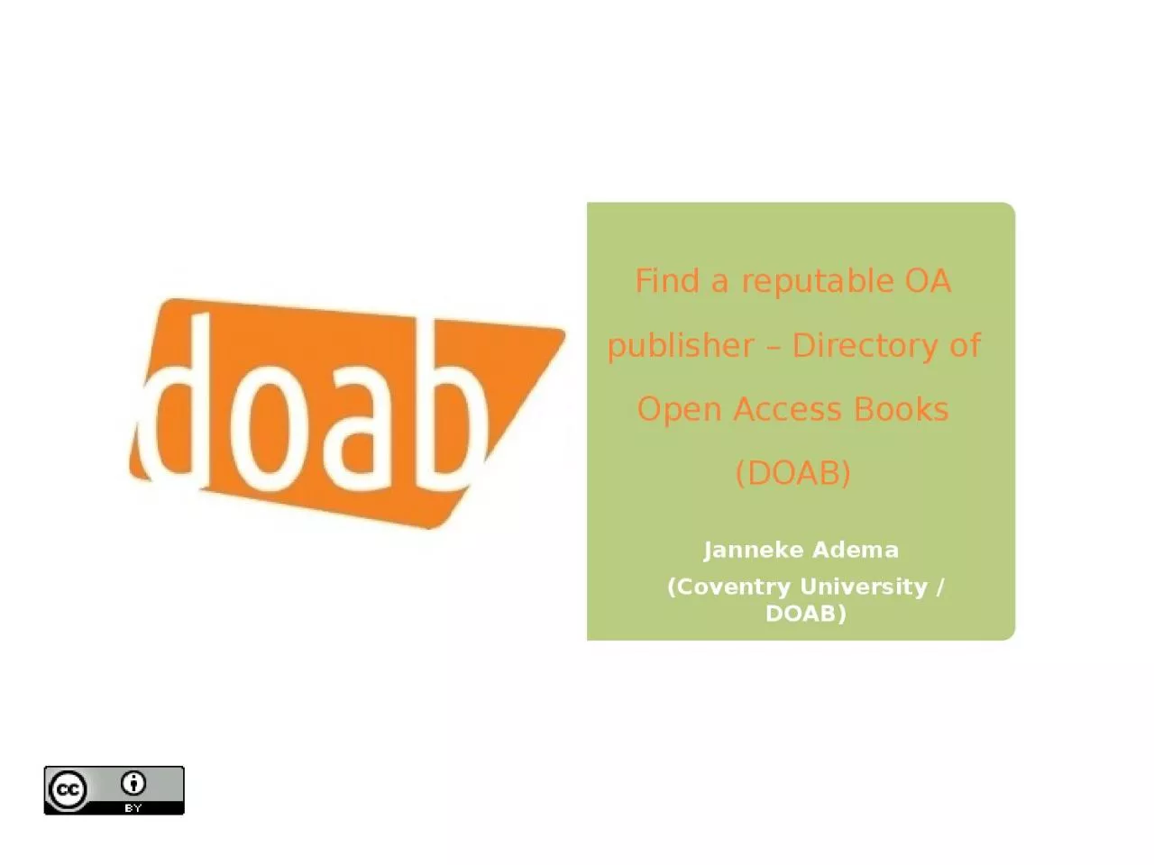 PPT-Find a reputable OA publisher – Directory of Open Access Books (DOAB)