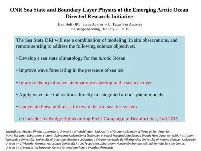 ONR  Sea State and Boundary Layer Physics of the Emerging Arctic