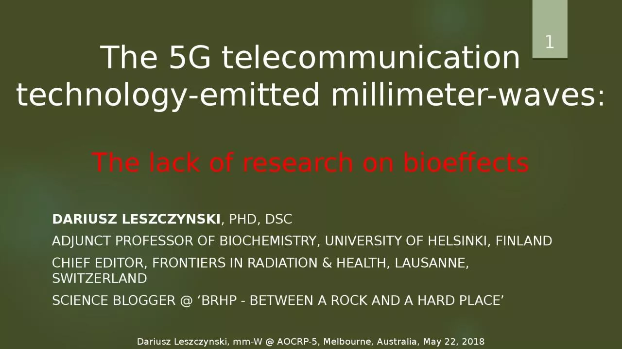 PPT-The 5G telecommunication technology-emitted millimeter-waves