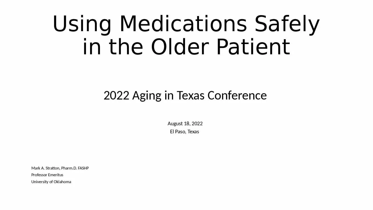 PPT-Using Medications Safely in the Older Patient