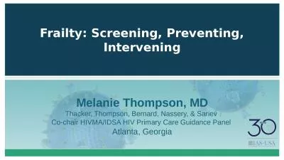 Frailty: Screening, Preventing, Intervening