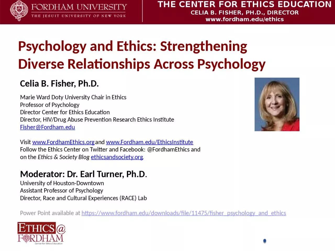 PPT-Psychology and Ethics: Strengthening Diverse Relationships Across Psychology