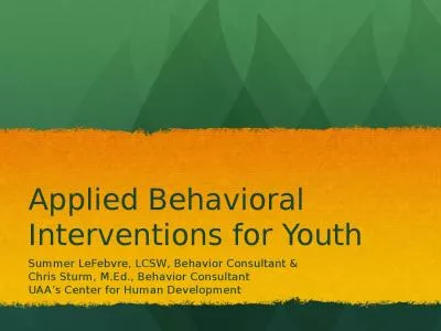 Applied Behavioral Interventions for Youth