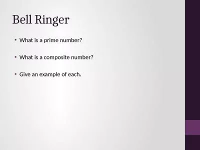 Bell Ringer What is a prime number?