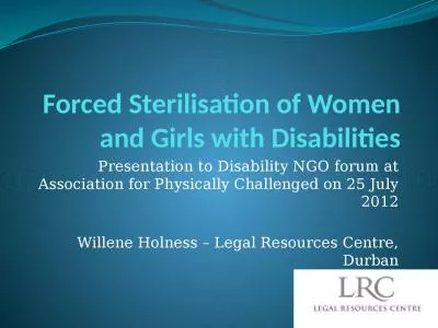 Forced Sterilisation  of Women and Girls with Disabilities