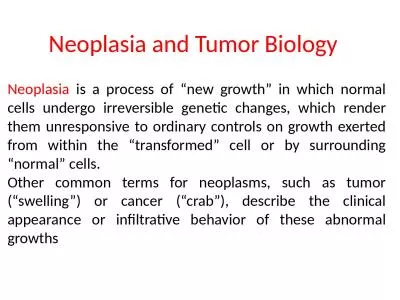 Neoplasia  and Tumor  Biology