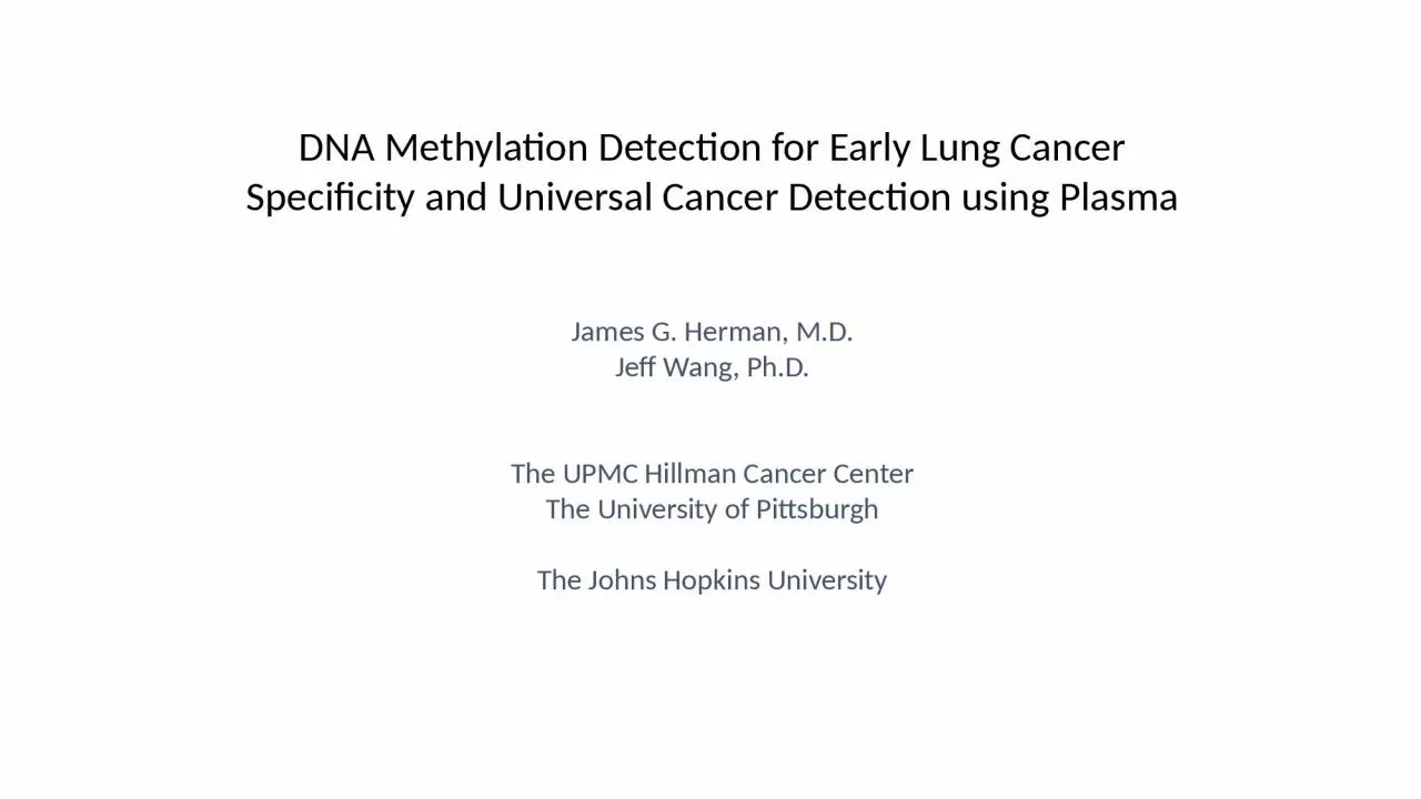 DNA Methylation Detection for Early Lung Cancer