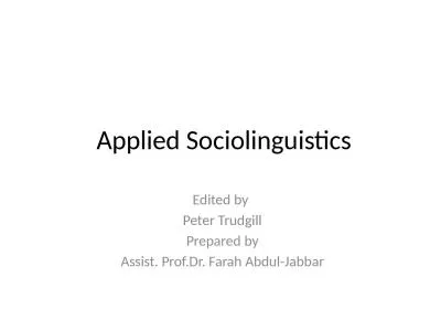 Applied Sociolinguistics