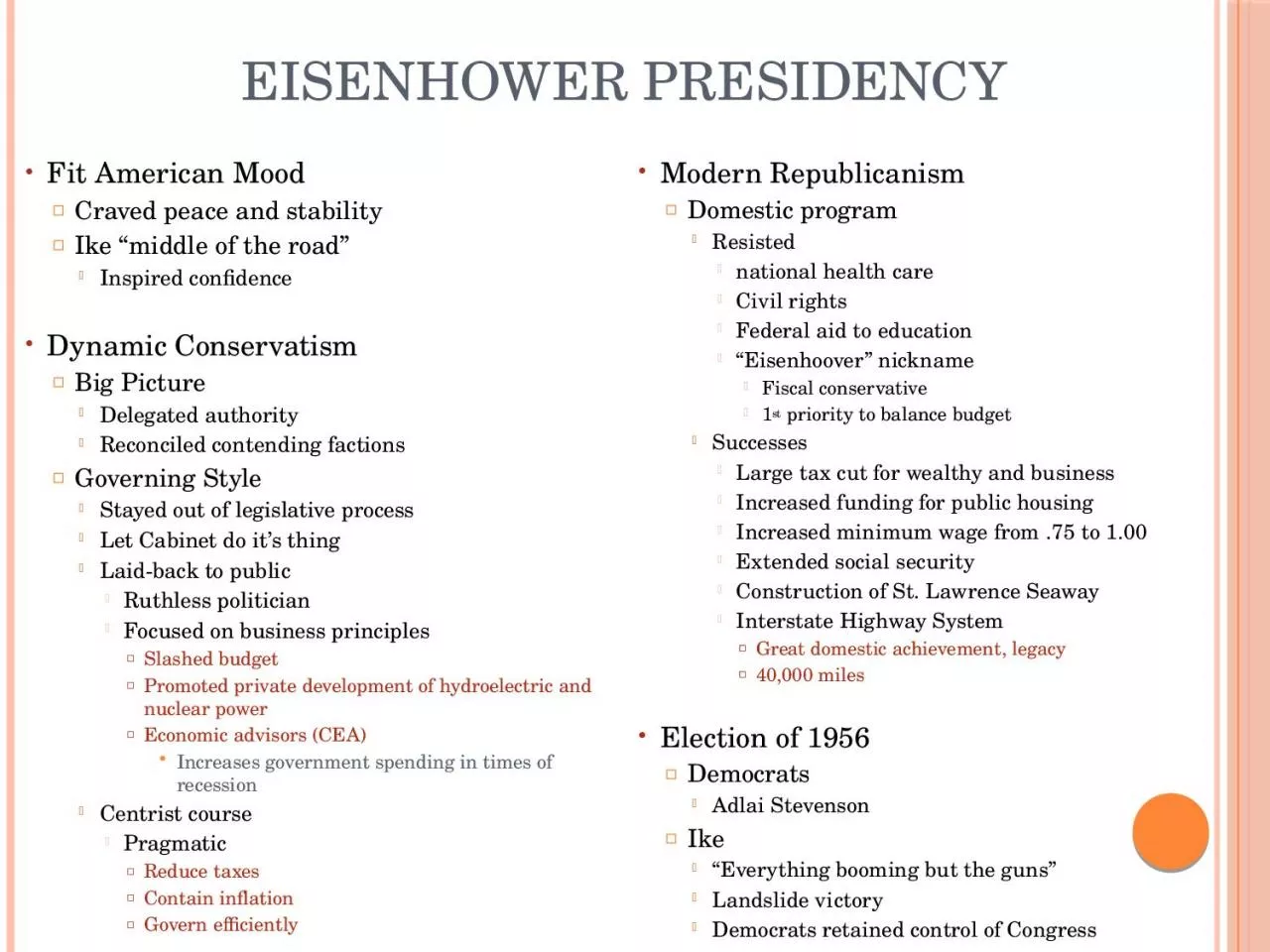 Eisenhower Presidency Fit American Mood
