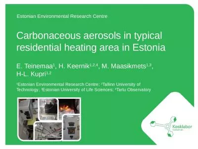 Carbonaceous aerosols in typical residential heating area in Estonia