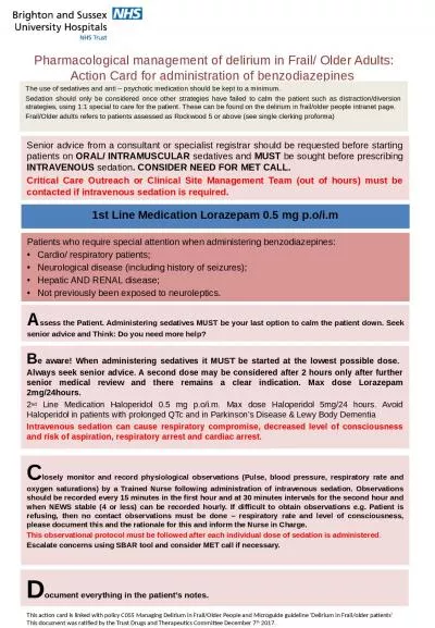 Pharmacological management of delirium in Frail/ Older Adults: