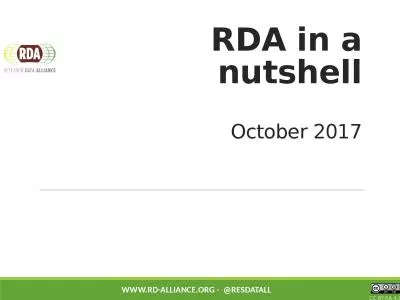 RDA in a nutshell October 2017