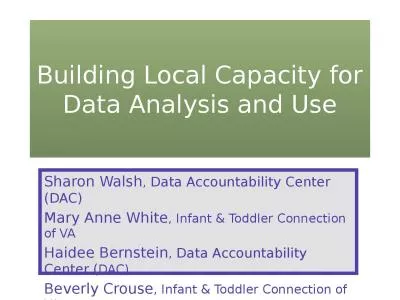 Building Local Capacity for Data Analysis and Use