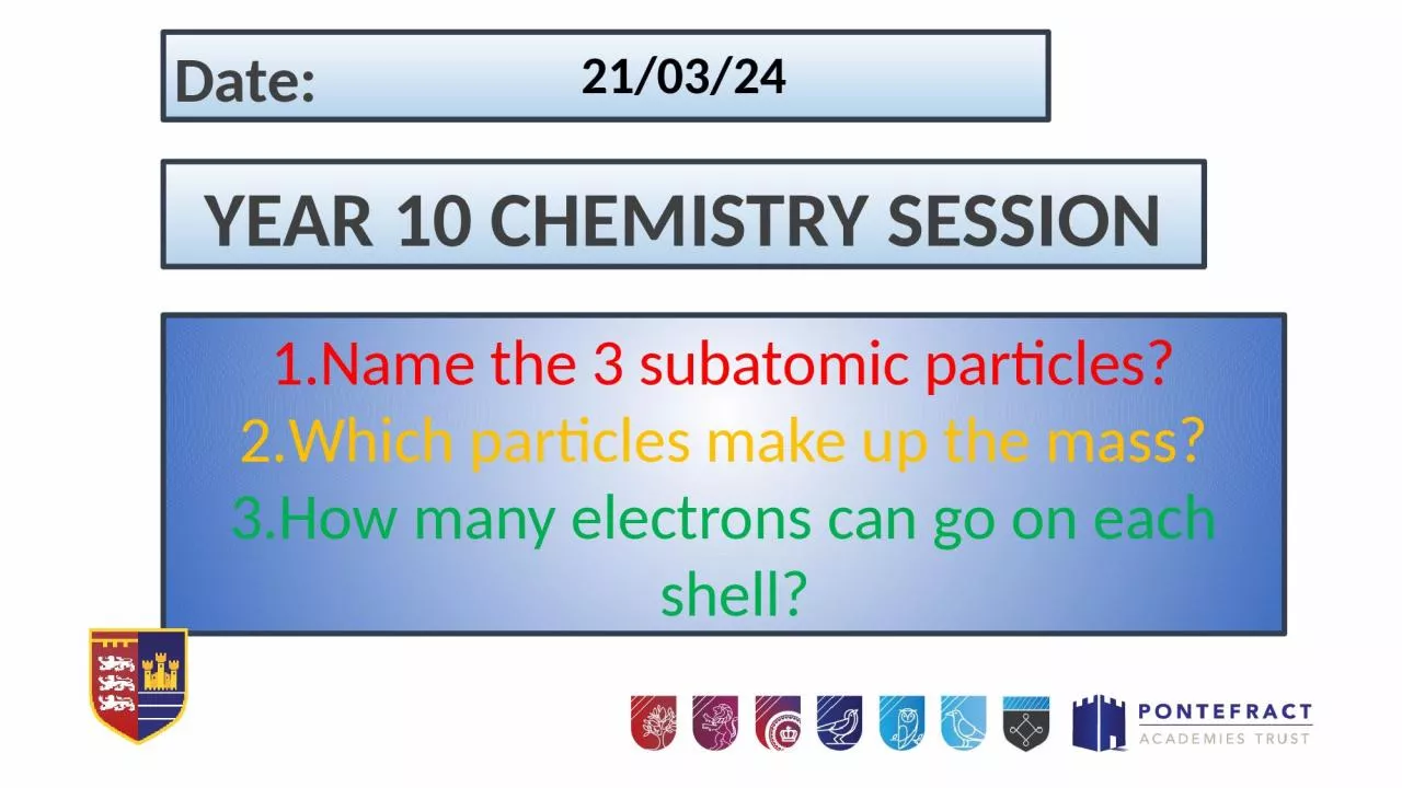 PPT-Name the 3 subatomic particles?