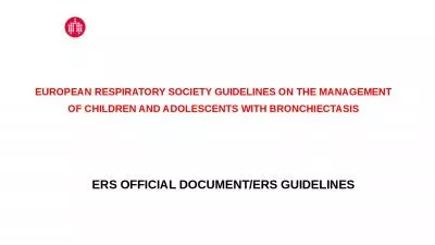 European Respiratory Society Guidelines ON the management of children and adolescents