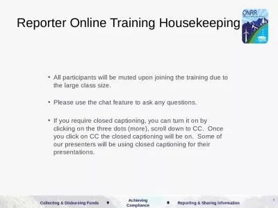 Reporter Online Training Housekeeping