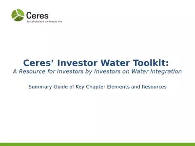 Ceres’ Investor Water Toolkit: