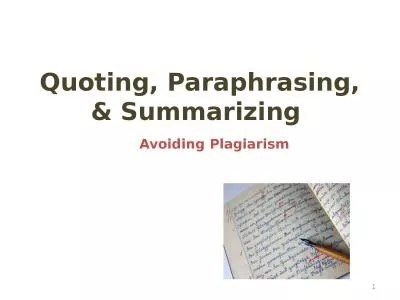 Quoting, Paraphrasing, & Summarizing